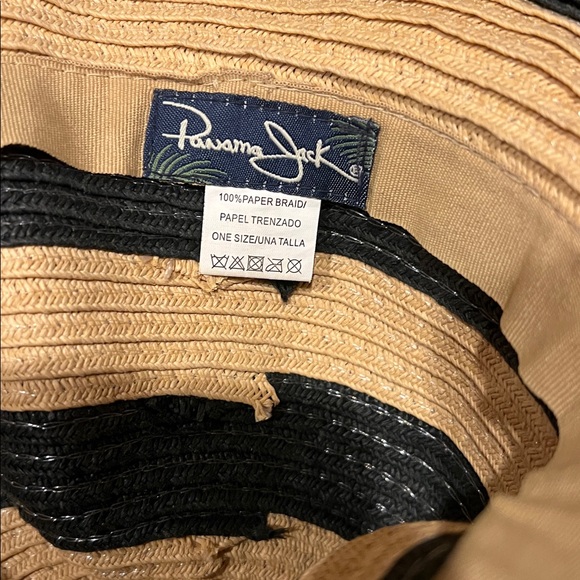 Panama Jack Striped Black and Tan Sun Hat Women’s Track Cruise Resort Coastal - Picture 5 of 5
